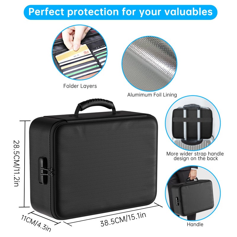 ENGPOW 5200?F Fireproof Document Bag with Lock Upgraded Heat Insulated Fireproof&Waterproof Box 8 Layers Document Organizer Portable Home Travel Safe Storage for Important Documents  Files  Laptop - Image 5